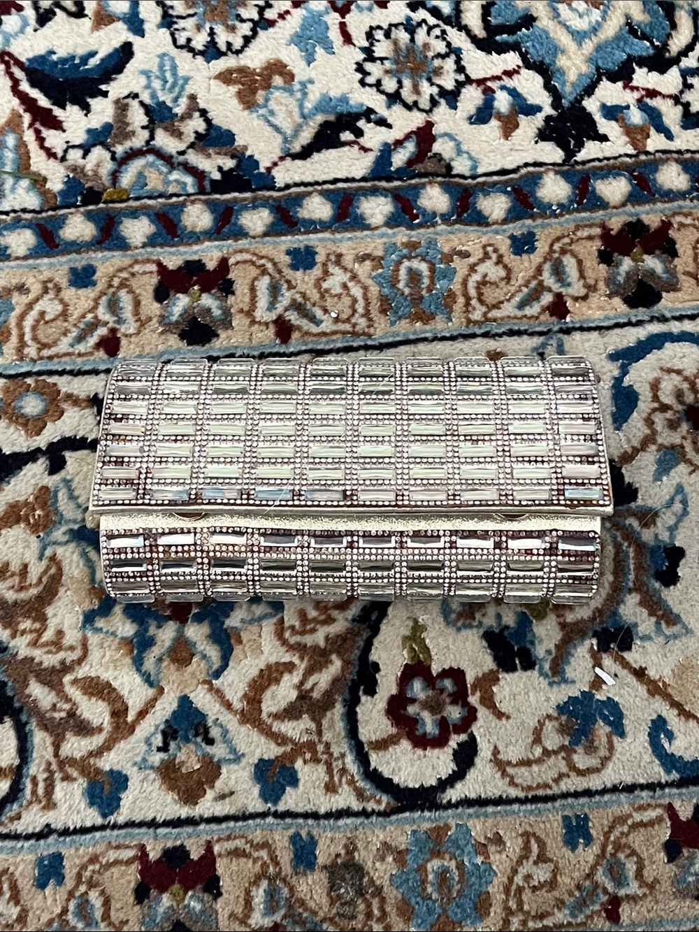 Lulu Townsend Silver Beaded Evening Clutch